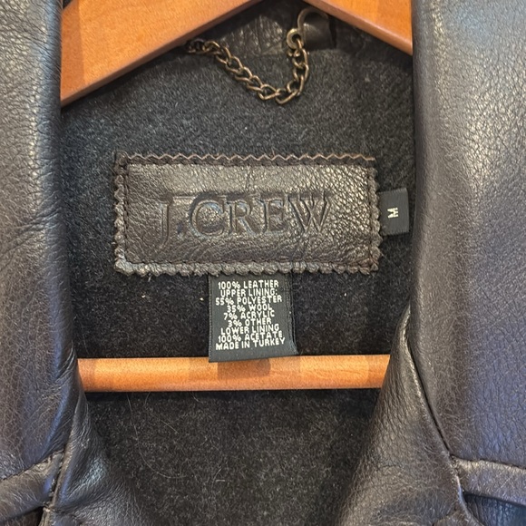 J. Crew Leather Pea Coat. Size M - Picture 3 of 4